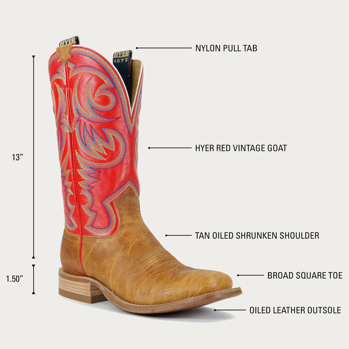 13" SAWYER TAN BOOT 10.5 D
